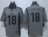 New Nike Cincinnati Bengals #18 Green Gray Mens Stitched Gridiron Gray Limited Jersey