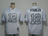 White Ken Stabler Jersey, Oakland Raiders #12 NFL Throwback Jersey