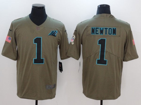 Mens Carolina Panthers #1 Newton Olive Salute to Service Limited Jersey