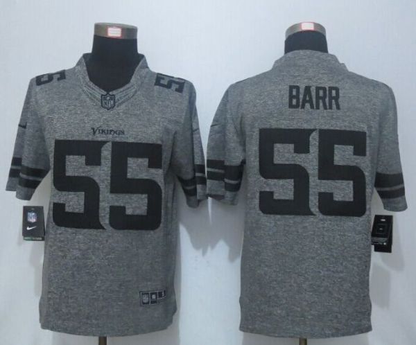 New Nike Minnesota Vikings 55 Barr Gray Mens Stitched Gridiron Gray Limited Jersey