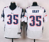 Nike New England Patriots #35 Gray Elite White Jersey