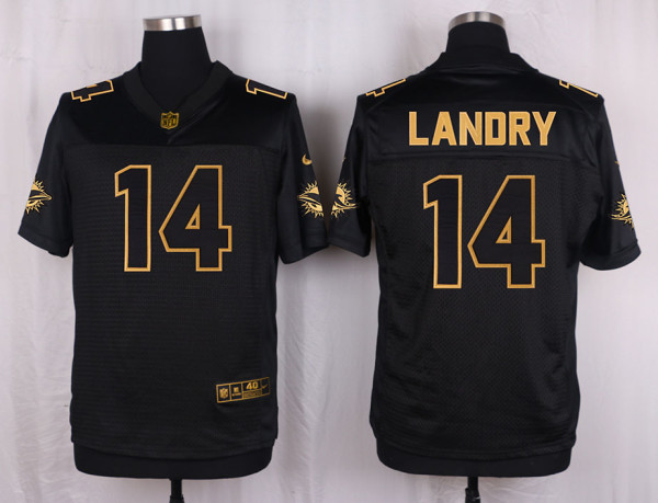 Mens Miami Dolphins #14 Landry Pro Line Black Gold Collection Jersey