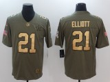 NFL Dallas Cowboys #21 Elliott Salute to Service Gold Number Jersey