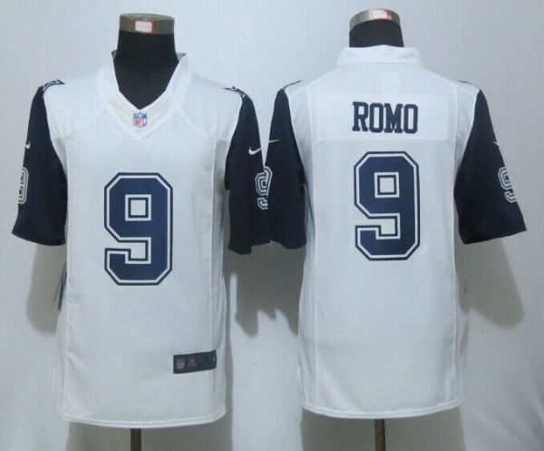 New Nike Dallas Cowboys 9 Romo White Mens Stitched Limited Rush Jersey