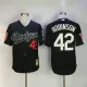 MLB Los Angeles Dodgers #42 Robinson Black Cooperstown Collection 1955 Hall Of Fame & Dual Patch Throwback Jersey