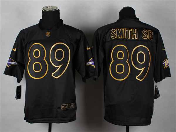 Nike Baltimore Ravens #89 Smith SR PRO Gold Lettering Fashion 2014 Jersey