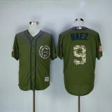 MLB Chicago Cubs #9 Baez Salute to Service Green Jersey