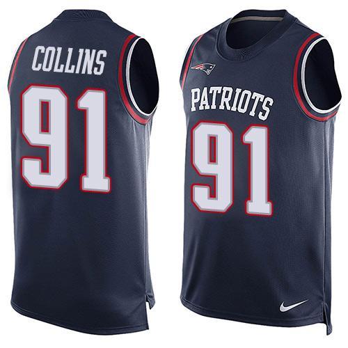 NFL New England Patriots #91 Collins Blue Limited Tank Top Jersey