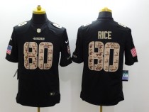 Nike San Francisco 49ers #80 Rice Black Salute TO Service Jersey