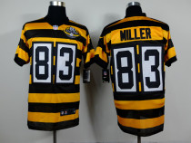 NFL Pittsburgh Steelers #83 Miller Throwback Yellow Black Jersey with 80th Patch