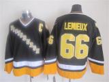 NHL Pittsburgh Penguins #66 Lemieux Black 2015 Jersey with A Patch