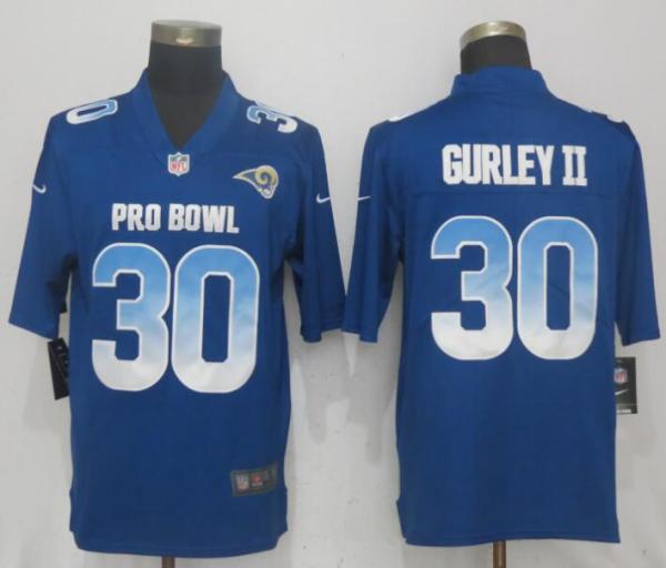 New Nike St.Louis Rams 30 Gurley ii Blue Nike Royal 2018 Pro Bowl Limited Jersey