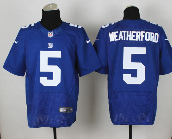 Nike New York Giants #5 Weatherford Blue Elite Jersey