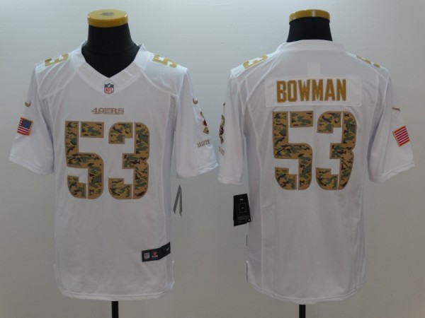 Nike San Francisco 49ers #53 Bowman White Saulte to Service Jersey