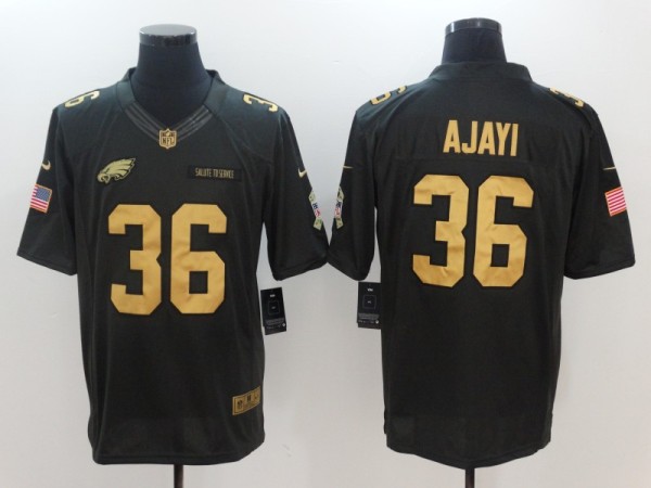 NFL Philadelphia Eagles #36 Ajayi Salute to Service Gold Number Jersey