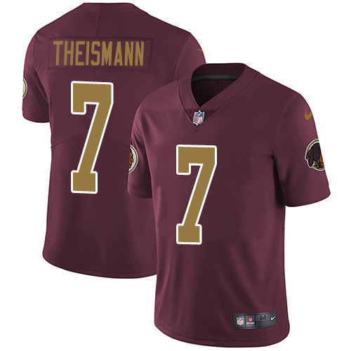 Mens Washington Redskins #7 Theismann Red Yellow Number Elite Jersey