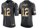 NFL New England Patriots #12 Brady Salute to Service Gold Number Jersey