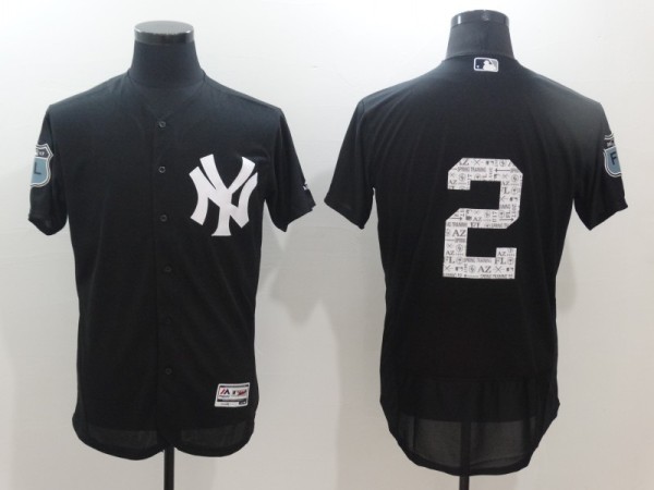 MLB New York Yankees #2 Jeter Black Spring Trainging Jersey