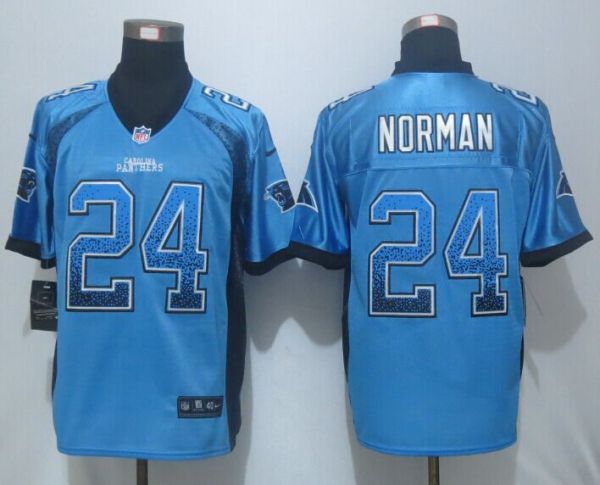 NEW Nike Carolina Panthers  24 Norman Drift Fashion Blue Elite Jerseys