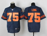 Nike Chicago Bears #75 Long Blue Jersey with Orange Number