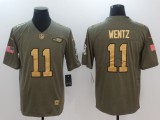 NFL Philadelphia Eagles #11 Wentz Salute to Service Gold Number Jersey