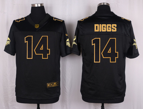 Mens Minnesota Vikings #14 Diggs Pro Line Black Gold Collection Jersey