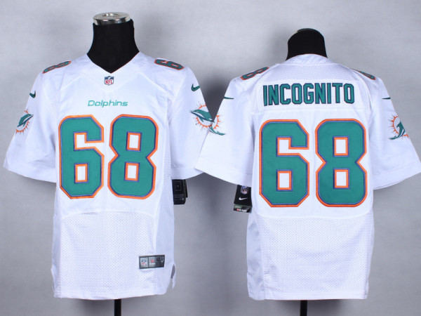 Nike Miami dolphins #68 Incognit White Elite Jersey