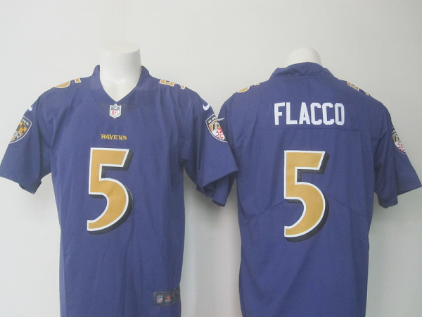 NFL Baltimore Ravens #5 Flacco Purple Rush Jersey