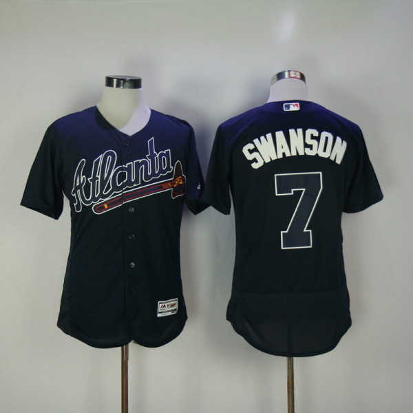 MLB Atlanta Braves #7 Swanson Blue Elite Jersey