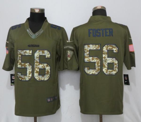 New Nike San Francisco 49ers 56 Foster Green Salute To Service Limited Jersey