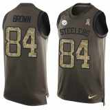 NFL Pittsburgh Steelers #84 Brown Limited Green Salute to Service Tank Top