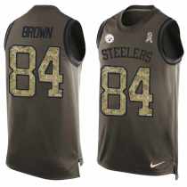 NFL Pittsburgh Steelers #84 Brown Limited Green Salute to Service Tank Top