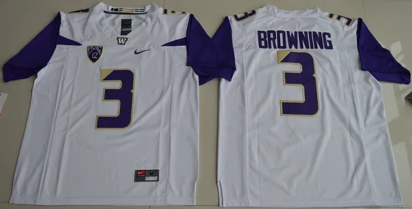 NCAA Washington Huskies Jake Browning 3 College Football Limited Jersey White