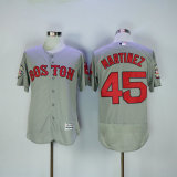 MLB Boston Red Sox #45 Martinez Grey Elite Jersey with Patch