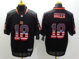 Nike Cincinnati Bengals #18 Green USA Flag Fashion Black Elite Jersey