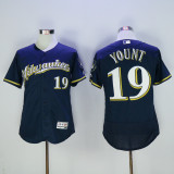 Majestics MLB Milwaukee Brewers #19 Yount Blue Elite Jersey