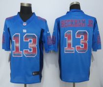 2015 New Nike New York Giants 13 Beckham Blue Strobe Limited Jersey