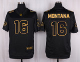 Mens San Francisco 49ers #16 Montana Pro Line Black Gold Collection Jersey