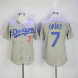 MLB Los Angeles Dodgers #7 Urias Grey Elite Jersey