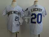 MLB Kids Jersey Milwaukee Brewers #20 lucroy white blue stripe Jersey