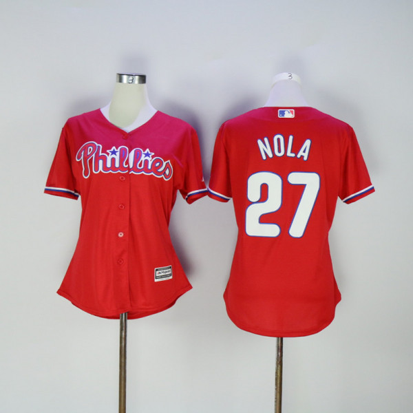 MLB Philadelphia Phillies #27 Nola Red Women Jersey