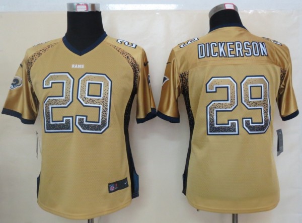 Women 2013 New Nike St.Louis Rams 29 Dickerson Drift Fashion Gold Elite Jerseys