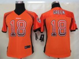 Women 2013 NEW Nike Cincinnati Bengals 18 Green Drift Fashion Orange Elite Jerseys