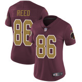 Womens Washington Redskins #86 Reed Red Yellow Number Jersey