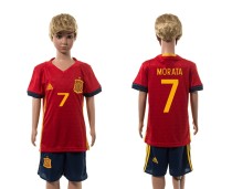 2016 Soccer Spain #7 Morata Home Kids Jersey