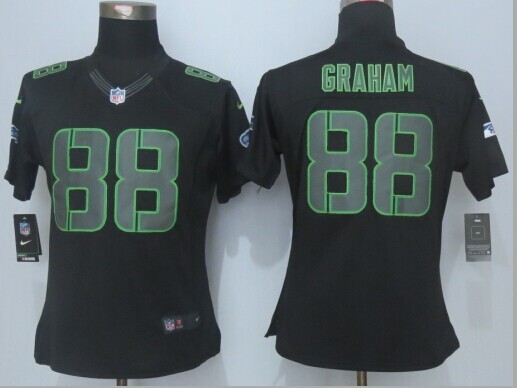 Womens Nike Seattle Seahawks 88 Graham Impact Limited Black Jerseys