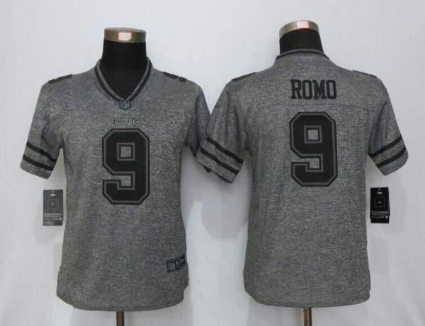 Women Nike Dallas Cowboys #9 Romo Gray Gridiron Gray Limited Jersey