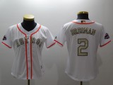 Womens MLB Houston Astros #2 Bregman White Gold Number Jersey