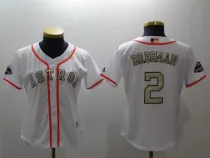 Womens MLB Houston Astros #2 Bregman White Gold Number Jersey