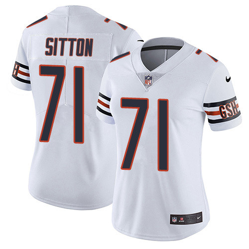 Womens Chicago Bears #71 Sitton White Jersey